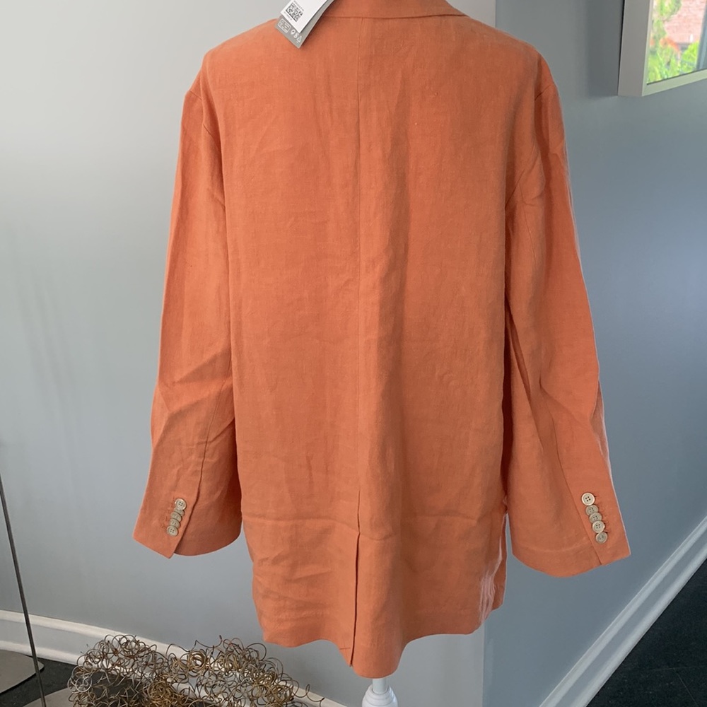 NWT H&M Premium Collection Coral/Orange Linen Blazer - Picture 10 of 13